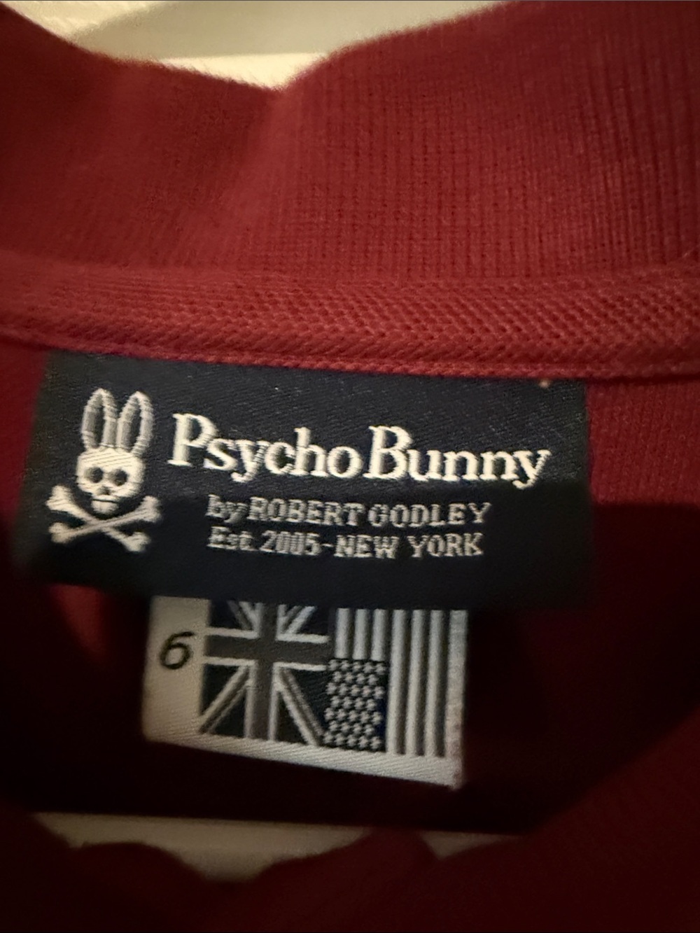 Psycho Bunny Men's Burgundy Polo with Contrast Logo - Picture 3 of 8